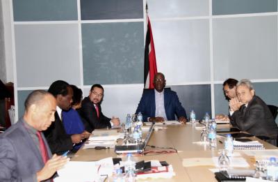 Caption: Prime Minister, Dr. the Honourable Keith Rowley chairs the Energy Sub-Committee meeting at the Office of the Prime Minister on June 21. also photographed (from left) is Chairman of National Gas Company, Gerry Brooks; Minister of Public Utilities the Honourable Fitzgerald Hinds; Minister of Trade and Industry Paula Gopee Scoon; Minister in the Office of the Prime Minister and Minister Ministry of the Attorney General and Legal Affairs the Honourable Stuart Young; Minister of Energy and Energy Industries, the Honourable Franklin Khan and Minister of Finance, the Honourable Colm Imbert.