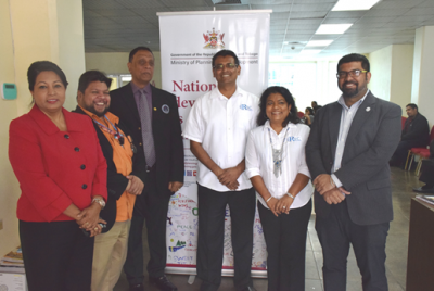 Chaguanas Mayor His Worship Gopaul Boodhan (3rd from left) is flanked by Rayan Ramoutar, Consultant with the GSPP; Tracy Hackshaw, Programme Manager & Head of the Programme Execution Unit GSPP; Raj Ramdass, Director RSC International; Sugan Ramdass, Director RSC International; Chrisen Maharaj, Manager, Capacity Building and Programme Financing, EXPORTT.