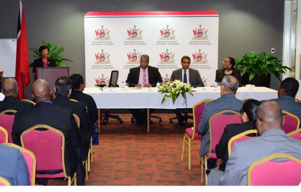 Deputy Permanent Secretary, Ministry of Energy and Energy Industries, Ms. Heidi Wong delivers welcome remarks at the Opening Ceremony of the Reconstituted Permanent Local Content Committee.